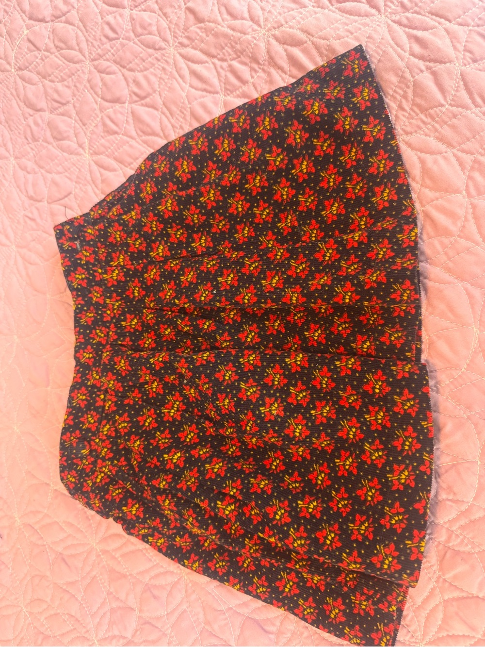 Hanna Andersson Black Mini Skirt with Red and Yellow Floral Print
